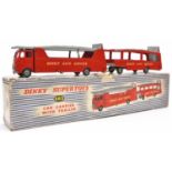 Dinky Supertoys Car Carrier With Trailer (983). In bright red and light grey livery, 'Dinky Auto