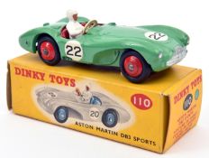 Dinky Toys Aston Martin DB3 Sports (110). Example in mid green with red interior and wheels, RN22