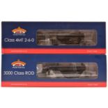 2x Bachmann Branchline OO gauge BR locomotives. A 3000 Class ROD 2-8-0 tender loco, 3036, in unlined