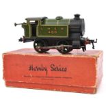 Hornby O Gauge. A No.1 clockwork LNER 0-4-0 tank locomotive RN 460 in lined green livery. Boxed,