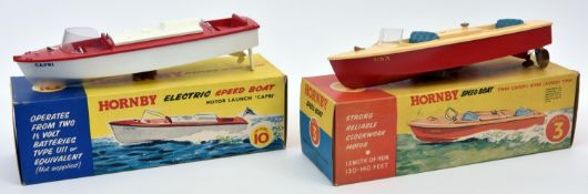 2 scarce 1960's Hornby clockwork/electric Speed Boats. No.3 - a clockwork example in cream and red
