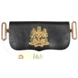 A post 1902 officer's black PL pouch of The R Engineers, gilt mounts and R Arms flap badge with