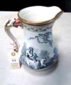 A fine quality Crimean War "Royal Patriotic Fund" printed earthenware jug, relief moulded leaf