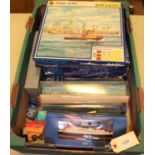 11x ships/sets by Hornby Minic, Crescent, etc. Including; 2x Ocean Terminal Sets (both complete with