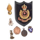 A pre 1914 officer's collar badge of the Canadian 7th Regt (Fusiliers) (Mazeas I, MM 47); a KC