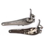 A pair of good quality back action hammer gun locks, c 1865, signed "D Egg, London", with non