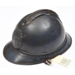 A scarce WWI Czech Legion "Adrian" pattern steel helmet, with grey/blue finish, pressed steel
