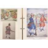 5 binders: Arms & Equipment of Infantry 1660-1908 vols 1 to 5, 5 watercolour plates included. GC See