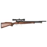 A .22" Swedish RWS Rapier pre charged compressed air rifle, number 518, with walnut stock having