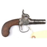 A 46 bore percussion boxlock pocket pistol, 6" overall, round turn off barrel 1¾", with B'ham