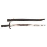 An 1856/58 Pattern Enfield sword bayonet, the blade with government sale mark, in its scabbard.