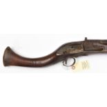 An Afghan 16 bore flintlock musket, 60" overall, ribbed barrel 46" with flared muzzle,