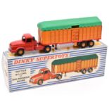 French Dinky Supertoys Willeme Tractor With Covered Semi-Trailer (896). In red, orange and green
