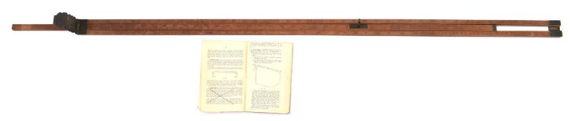 A wooden Customs measure, brass mounted with sliding centre section, 44" (closed) and pamphlet of "