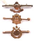 2 9ct gold sweetheart tie pins: RMLI and ASC, both with engraved badge as for cap; silver and gilt