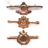 2 9ct gold sweetheart tie pins: RMLI and ASC, both with engraved badge as for cap; silver and gilt