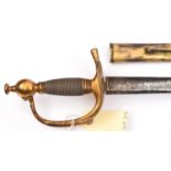 An officer's full dress sword, c 1850, of the Life Guards, straight fullered blade 32½" by