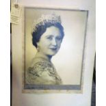 A monochrome photograph of the Queen Mother by Dorothy Wilding, 12" x 9½", unframed, GC