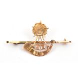 A 9 ct gold sweetheart tie pin of the 6th Bn The King's (Liverpool Regt), a bugle surmounted by