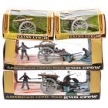 4x Britains American Civil War sets. 2x Federal Gun Teams with Gun (4465). 2x Field Guns (9726). All