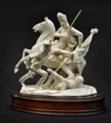 A glazed white porcelain group by Michael Sutty, depicting the capture of the French Standard at