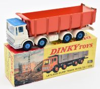 Dinky Supertoys Leyland Dump Truck (925). With white and blue tilt cab and orange diecast tipper. '