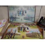 A framed coloured presentation print of the Presentation of Colours by the Duchess of Norfolk to the