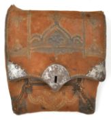 An Ottoman soft leather belt-pouch. 18th or 19th century, 17cms of square shape, hinged flap with
