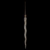 A good Javanese (Mataram Sultanate) spear tumbak. Probably 18th century, wavy pamor blade 34.5cms,