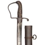 A 1796 pattern light cavalry trooper's sword, curved, shallow fullered blade 32½", with maker's name