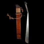 A good Borneo sword parang latok from Kalimantan. 19th century, SE blade 56cms, swollen towards