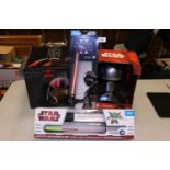 4x Star Wars related items. A Black Series Poe Dameron Electronic Helmet. Captain Phasma Voice