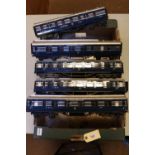 5x O Gauge Model Railway LMS coaches. A scratch built rake of wood and fibreboard etc coaches for