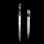 A Tibetan dagger. Probably 20th century, straight SE blade 29cms cut with a single fuller, small