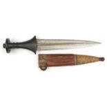 A Sudanese (Nubian) tribal arm dagger. Straight DE blade 23cms with raised central rib engraved with