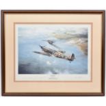 A limited edition print by Robert Taylor (number 612 of 990) of a Spitfire flown by Don Kingaby