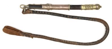 A silver mounted horse whip. Possibly gaucho or Asian Steppes c.1900, hardwood handle with silver