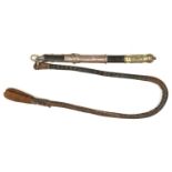 A silver mounted horse whip. Possibly gaucho or Asian Steppes c.1900, hardwood handle with silver