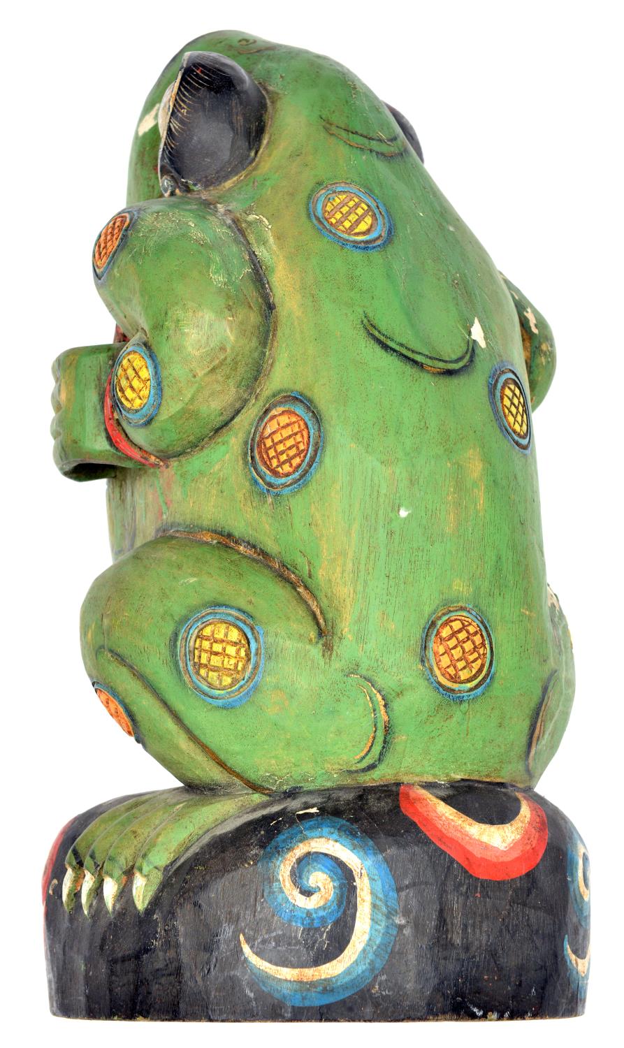 A Balinese polychrome painted wooden kris stand. 41cms, carved from a single piece of wood in the - Image 2 of 3