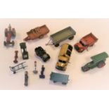 A quantity of Dinky Toys, etc. Tractor, Farm Trailer, Bedford Tipper, Bedford Refuse Wagon, Large