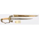 A Siamese "elephant" dagger, plain SE blade 10½", elaborate brass hilt, the floral embossed
