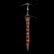 An early Nepalese dagger jamdhar katari. Probably 17th century, thin slightly swollen DE blade 23.