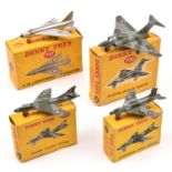 4x Dinky Toys fighter aircraft. Supermarine Swift Fighter (734). Gloster Javalin Fighter (735).