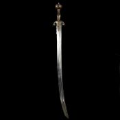 A good Afghan sword pulouar. 19th century, curved SE blade 74.5cms cut with a single fuller and a
