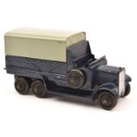 A Dinky Toys 6 Wheeled Transport Wagon. An example in Royal Navy Blue with grey tin tilt, black