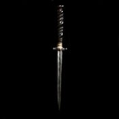 A continental dagger stiletto. Late 19th century, cruciform section blade 14cms, short iron