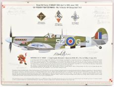 A limited edition print, number 37 of 150, commemorating RAF Chailey, depicting a Spitfire of 131