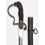 A Third Reich Army officer's sword, plated blade 31½" by WKC, the brass hilt having applied army