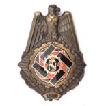A Third Reich Teno decoration, bronzed with silver, gilt and enamel centre, the centre marked on the