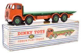 Dinky Supertoys Foden Flat Truck (902). An FG second type example with orange cab and chassis and
